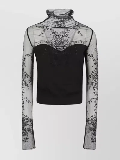 ERMANNO SCERVINO HIGH NECK LONG SLEEVE KNIT SWEATER