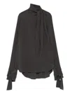 Ermanno Scervino High Neck Silk Shirt In Black
