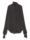 Ermanno Scervino High Neck Silk Shirt In Black
