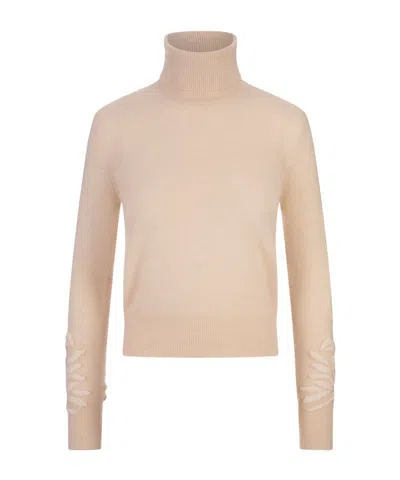 Ermanno Scervino High-neck Sweater In Nude