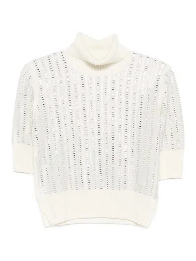 Ermanno Scervino High-neck T-shirt With Rhinestones In White