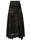 ERMANNO SCERVINO HIGH-WAIST FLORAL PERFORATED SKIRT
