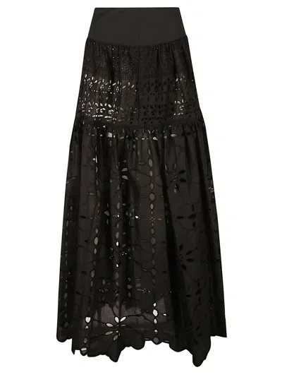 Ermanno Scervino High-waist Floral Perforated Skirt In Black