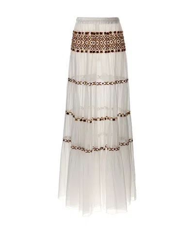 Ermanno Scervino High-waist Maxi Tiered Skirt In White