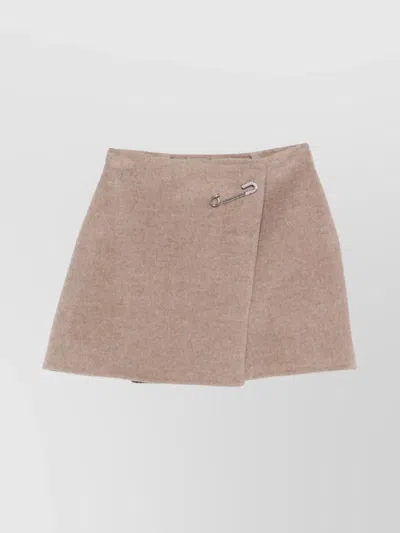 Ermanno Scervino High Waist Mini Skirt With Wrap Design In Neutral