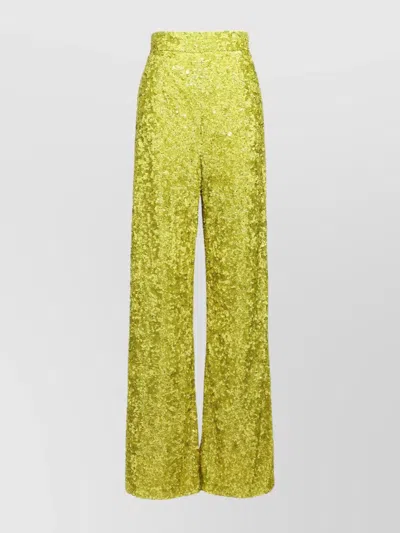 Ermanno Scervino High Waist Sequin Embellished Wide Leg Trousers In Green