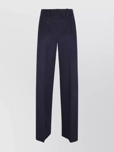 Ermanno Scervino High Waist Wide Leg Trousers With Button Detail In Blue