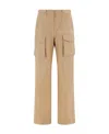 Ermanno Scervino Low Waist Wide Twill Cargo Pants In Nude