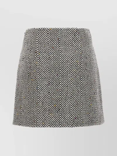 Ermanno Scervino High-waisted Mini Skirt With Textured Chevron Pattern In Gray