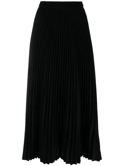 Ermanno Scervino High-waisted Pleated Midi Skirt In Black