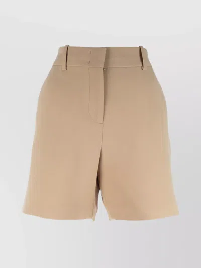 Ermanno Scervino High-waisted Shorts With Belt Loops And Side Pockets In Brown