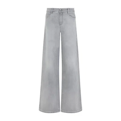 Ermanno Scervino Baggy Jeans With Embroidered Back Pockets In Gray