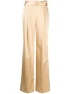 Ermanno Scervino Wide-leg Satin-finish Pants With High Waist In Neutral