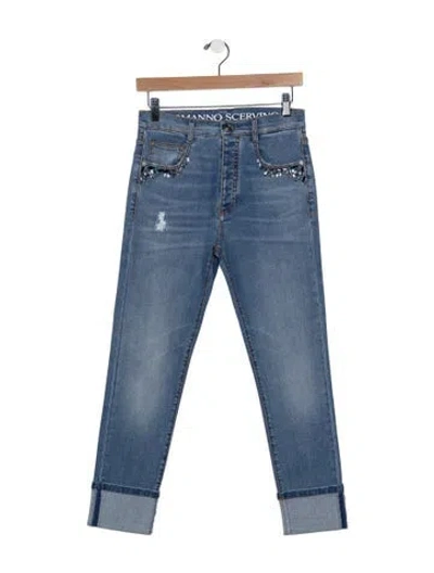 Pre-owned Ermanno Scervino High-rise Straight Leg Jeans In Blue