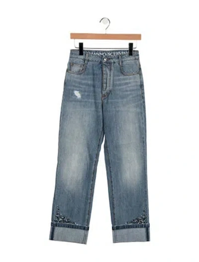 Pre-owned Ermanno Scervino High-rise Straight Leg Jeans In Blue