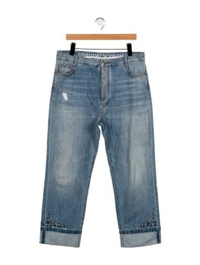 Pre-owned Ermanno Scervino High-rise Wide Leg Jeans In Blue