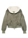 Ermanno Scervino Hooded Bomber Jacket With Shearling Lining In Green