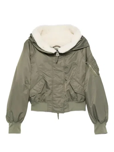 ERMANNO SCERVINO ERMANNO SCERVINO HOODED BOMBER JACKET WITH SHEARLING LINING