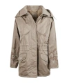 Ermanno Scervino Hooded Embroidered Coat In Neutral