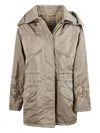 Ermanno Scervino Hooded Embroidered Coat In Nude