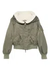 Ermanno Scervino Hooded Bomber Jacket With Shearling Lining In Green