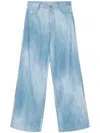 Ermanno Scervino Denim-print Palazzo Pants In Blau