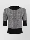 Ermanno Scervino Houndstooth Knit Sweater Short Sleeves In Black