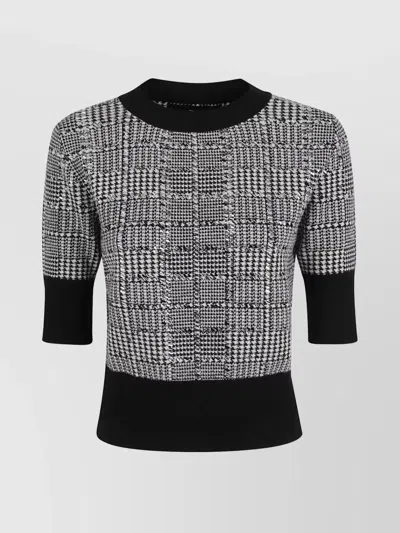 ERMANNO SCERVINO HOUNDSTOOTH KNIT SWEATER SHORT SLEEVES