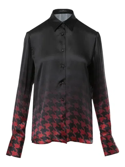Ermanno Scervino Houndstooth-print Silk Shirt In Black