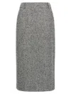 Ermanno Scervino Houndstooth Sheath Longuette Skirt With Back Split In Gray
