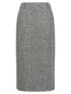 Ermanno Scervino Houndstooth Sheath Longuette Skirt With Back Split In Gray