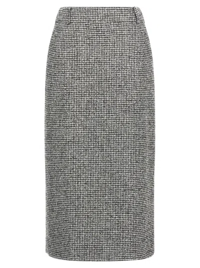 ERMANNO SCERVINO HOUNDSTOOTH SHEATH LONGUETTE SKIRT WITH BACK SPLIT