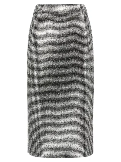 Ermanno Scervino Houndstooth Wool-blend Longuette Skirt In Black