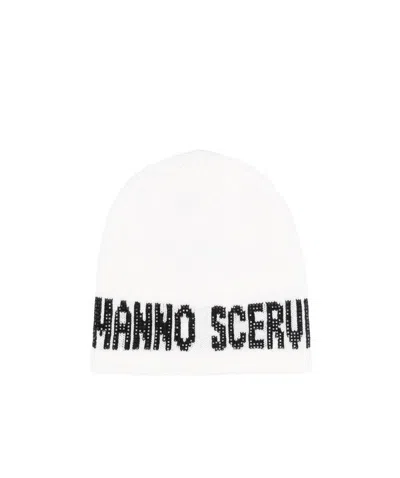 Ermanno Scervino Intarsia-knit Logo Beanie In White