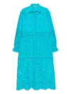 Ermanno Scervino Intricate Cut-out Long Kaftan In Blue