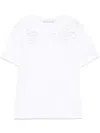 Ermanno Scervino Intricate Floral Cut-out Short Sleeve Top In White