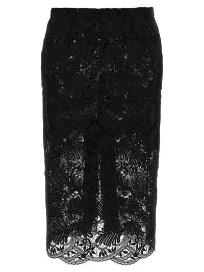 Ermanno Scervino Intricate Lace Effect Skirt With Tulle Lining In Black
