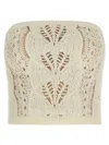 Ermanno Scervino Strapless Cropped Knit Top With Sheer Accents In Neutral