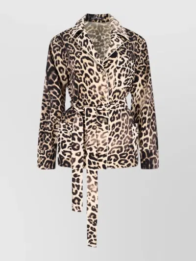 Ermanno Scervino Jacket Animal Print Button Detail Lapel Collar