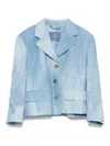 Ermanno Scervino Tailored Jacket With Embroidered Notched Lapel In Blue