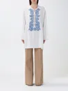 Ermanno Scervino Ivory Silk Blouse With Floral Embroidery And Lace-up Detail In White
