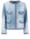 Ermanno Scervino Long Sleeve Quilted Downcoat With Denim Look In St.jeans