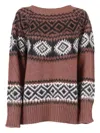 Ermanno Scervino Ribbed Knit Sweater With Classic Round Neckline In Brown