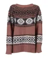 Ermanno Scervino Ribbed Knit Sweater With Classic Round Neckline In Brown