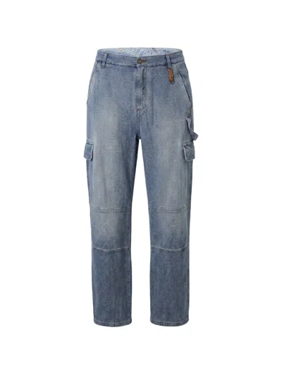 Ermanno Scervino Jacquard-pattern Cargo Jeans In Blue