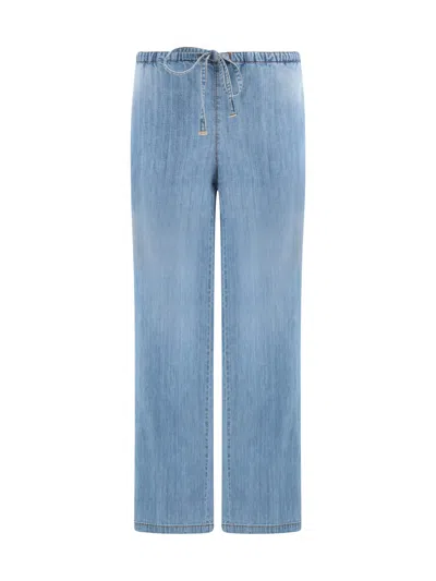 Ermanno Scervino Drawstring-waist Wide-leg Jeans In Blue