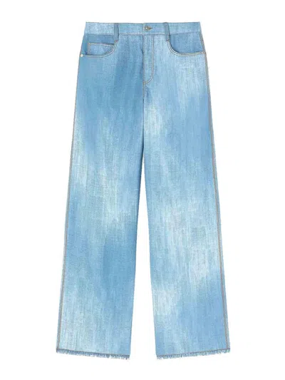 Ermanno Scervino Jeans Print Trousers In Blue