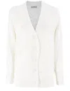 Ermanno Scervino Long-sleeved Cotton Knit Cardigan With Rose Pattern In White