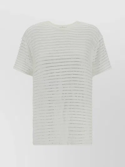 Ermanno Scervino Jewel Detail Cotton Crew Neck T-shirt In White