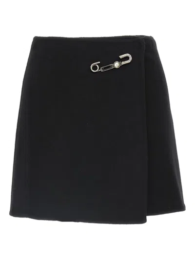 Ermanno Scervino Jewel-embellished Virgin-wool Skirt In Black